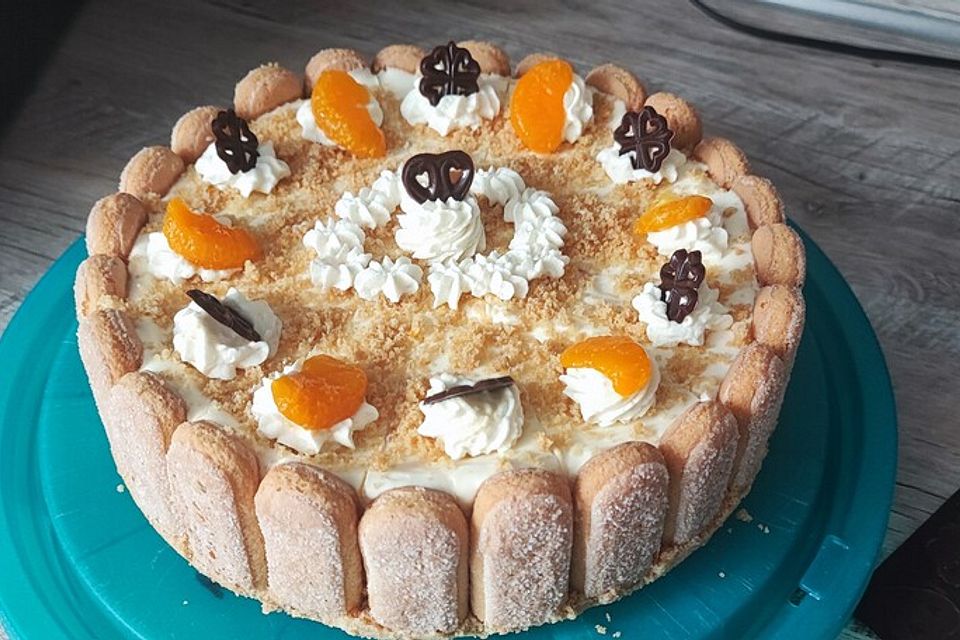 Philadelphia Torte mit Mandarinen und Löffelbiskuits