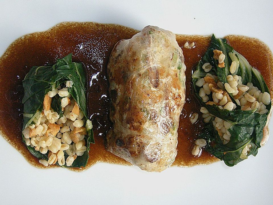 Crepinette vom Schweineknöchla mit Mangold - Pfifferlings - Röllchen ...