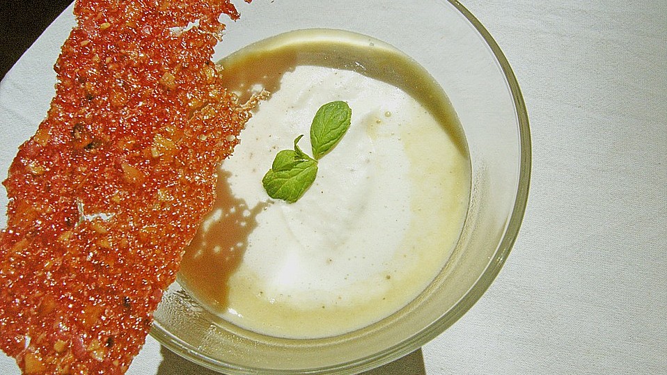 Kokos - Linsensüppchen mit Kreuzkümmel - Sahne und Zwetschgen - Tuiles ...