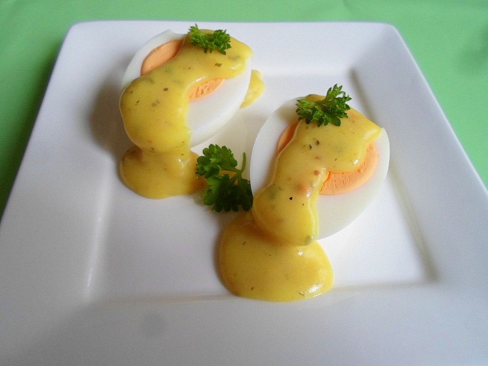 Hart gekochte Eier mit Senf- oder Currysauce von Sunny_83| Chefkoch