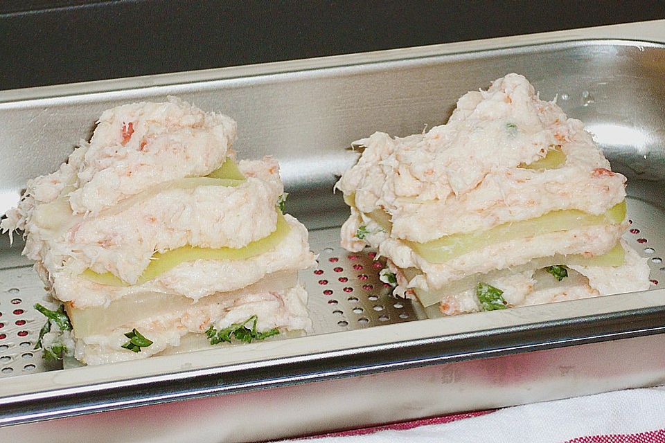 Kingklip und Kohlrabi - Millefeuilles an Safransauce