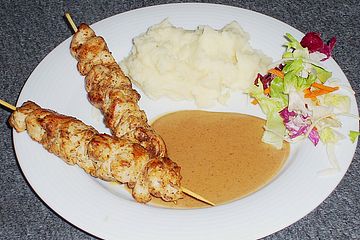 Putenbrustspieße mit Satesoße
