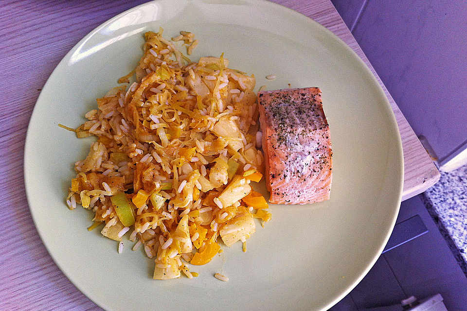 Chrissis Fruchtige Lachs - Lauch - Pfanne