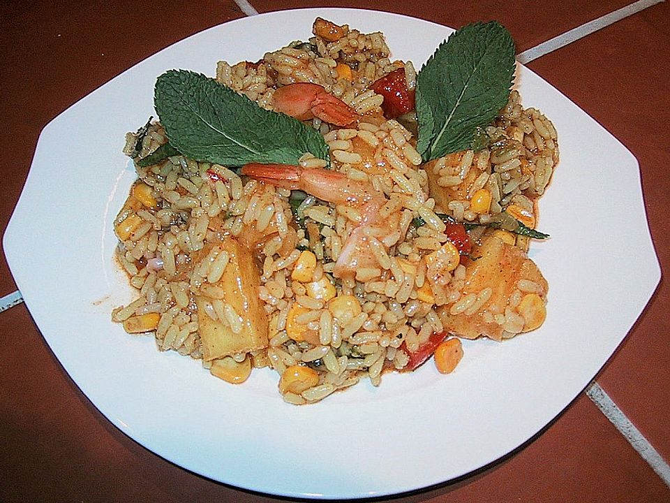 Reissalat mit Ananas, Garnelen, Curry und Minze von Corela1| Chefkoch