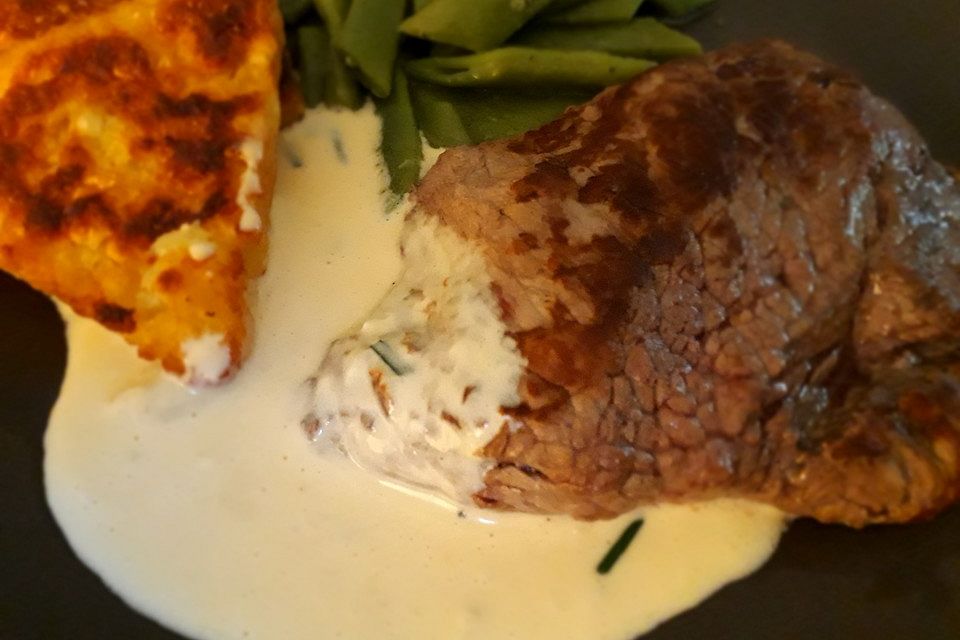 Brittas Rindersteak mit Käse - Sauce