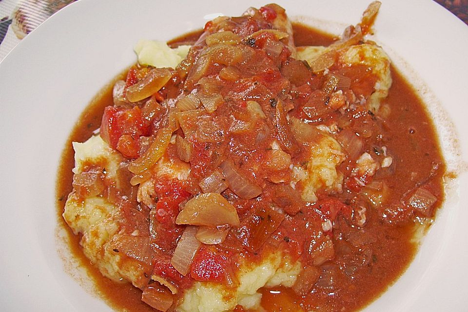 Pangasiusfilet in Weißwein - Sahnesoße mit Reis