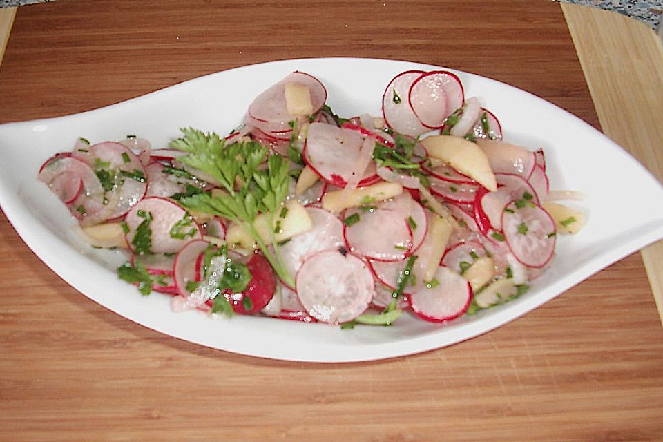 Radieschensalat mit Zwiebeln und Apfel Radieschensalat mit Zwiebeln und Apfel
