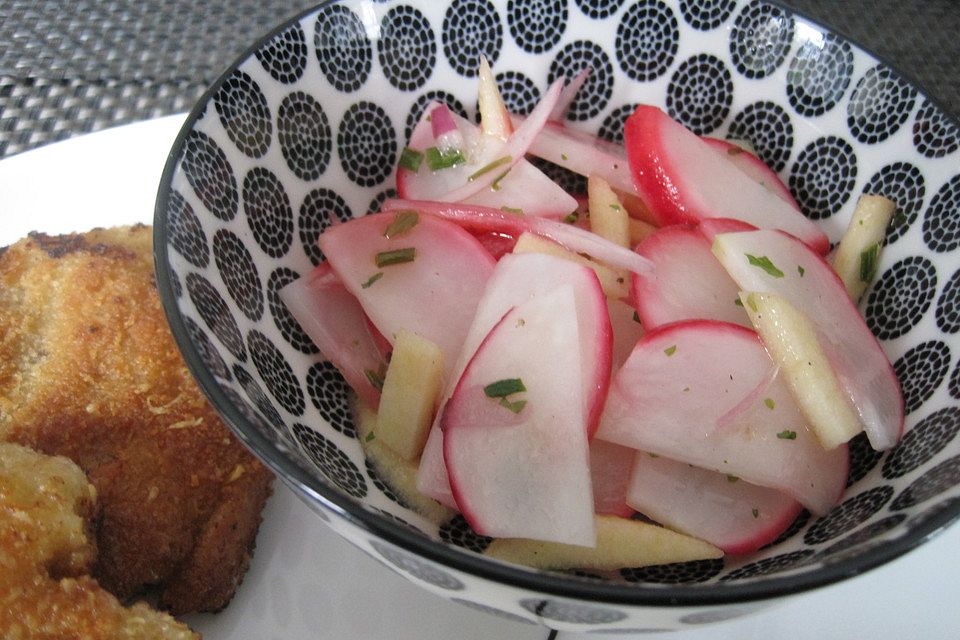 Radieschensalat mit Zwiebeln und Apfel Radieschensalat mit Zwiebeln und Apfel