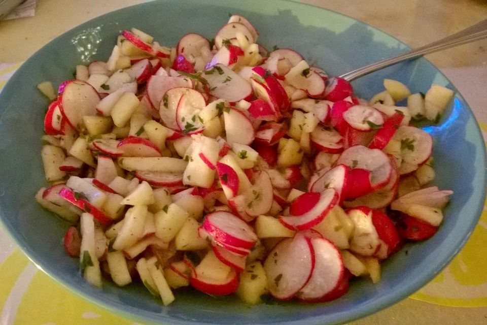 Radieschensalat mit Zwiebeln und Apfel Radieschensalat mit Zwiebeln und Apfel