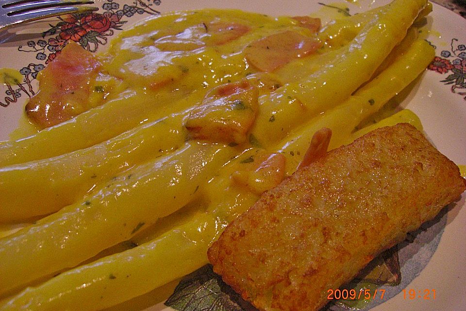 Spargel mit Schinken - Sahne - Sauce