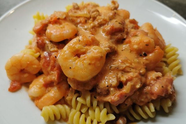 Spaghetti mit Krabben - Tomaten - Sahnesoße von bärchen23| Chefkoch