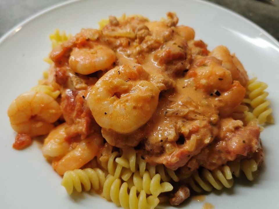 Spaghetti mit Krabben - Tomaten - Sahnesoße von bärchen23| Chefkoch