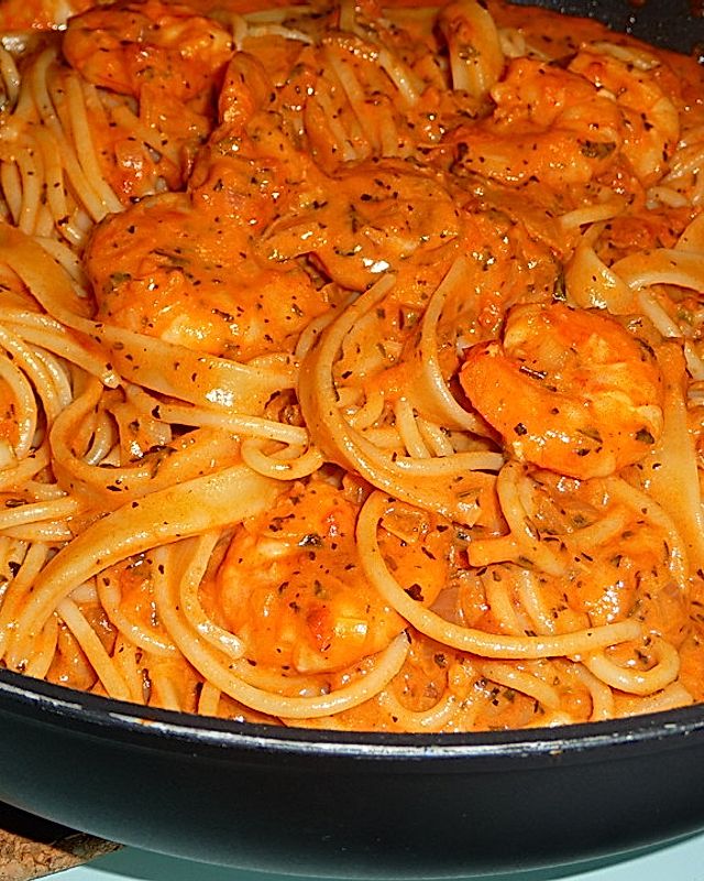 Spaghetti mit Krabben - Tomaten - Sahnesoße