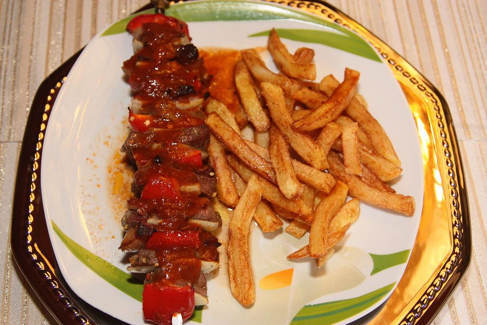 Schweinwefilet - Spieße mit Barbecue - Sauce