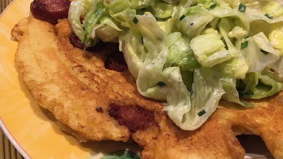 Westfälische Mettwurst-Pfannkuchen mit Salat von Rike2