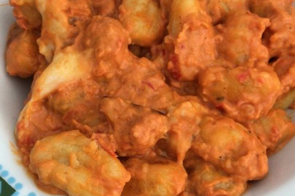 Gnocchi aus dem Ofen in Paprika-Tomaten-Sauce