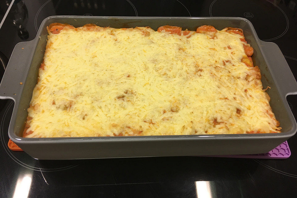 Gnocchi aus dem Ofen in Paprika-Tomaten-Sauce