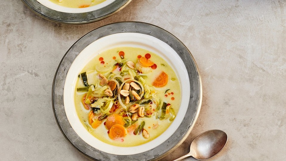 Afrikanische-Erdnuss-Lauch-Suppe