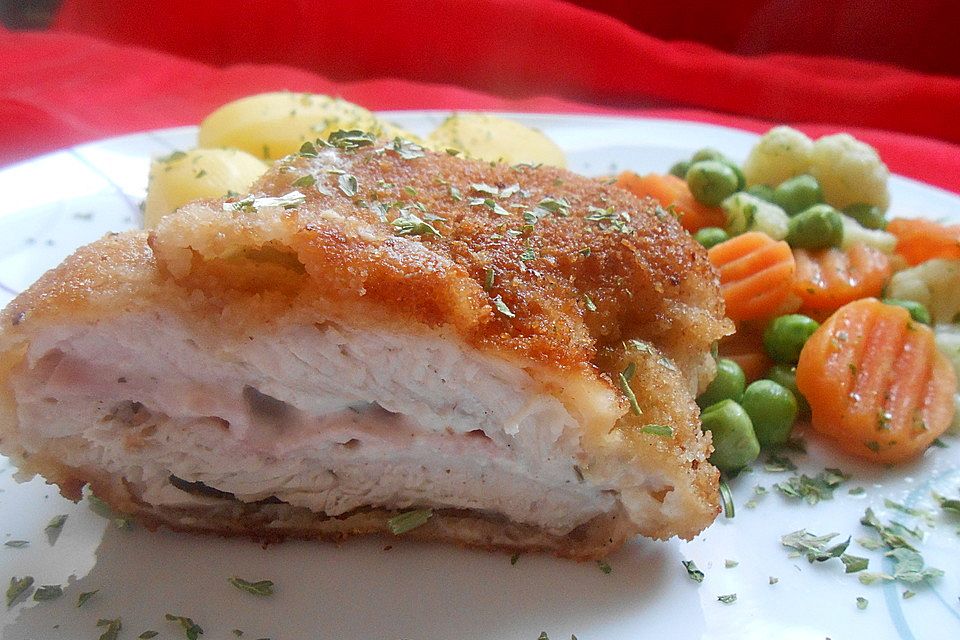 Cordon bleu von der Pute mit Kräuterfrischkäse