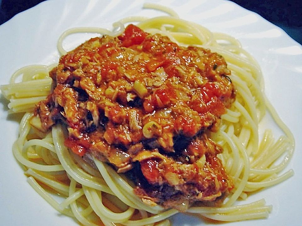 Spaghetti mit Tomaten - Thunfischsoße von elisa2208| Chefkoch