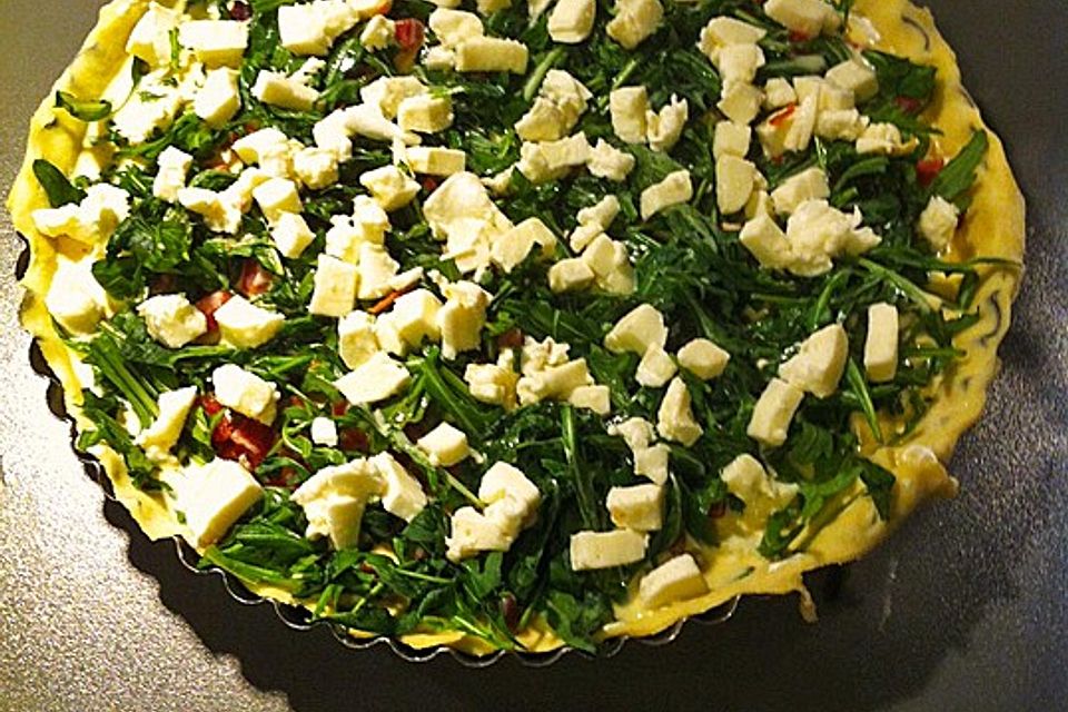 Quiche mit Rucola und Ziegenkäse