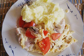 Putenschnitzel mit Champignonkruste