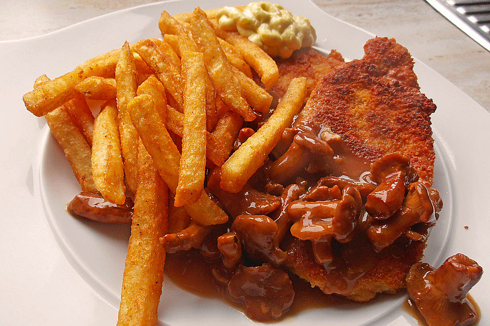 Schnitzel vom Schwein mit Champignons