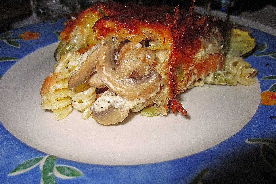 Bandnudelgratin mit Knoblauchsahne