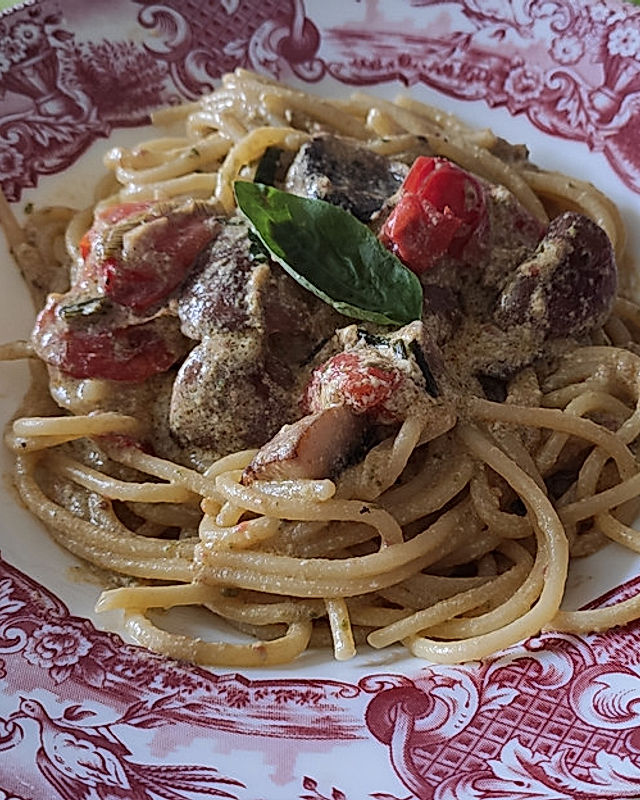 Bärlauch - Spaghetti mit Tomaten - Champignon - Gemüse