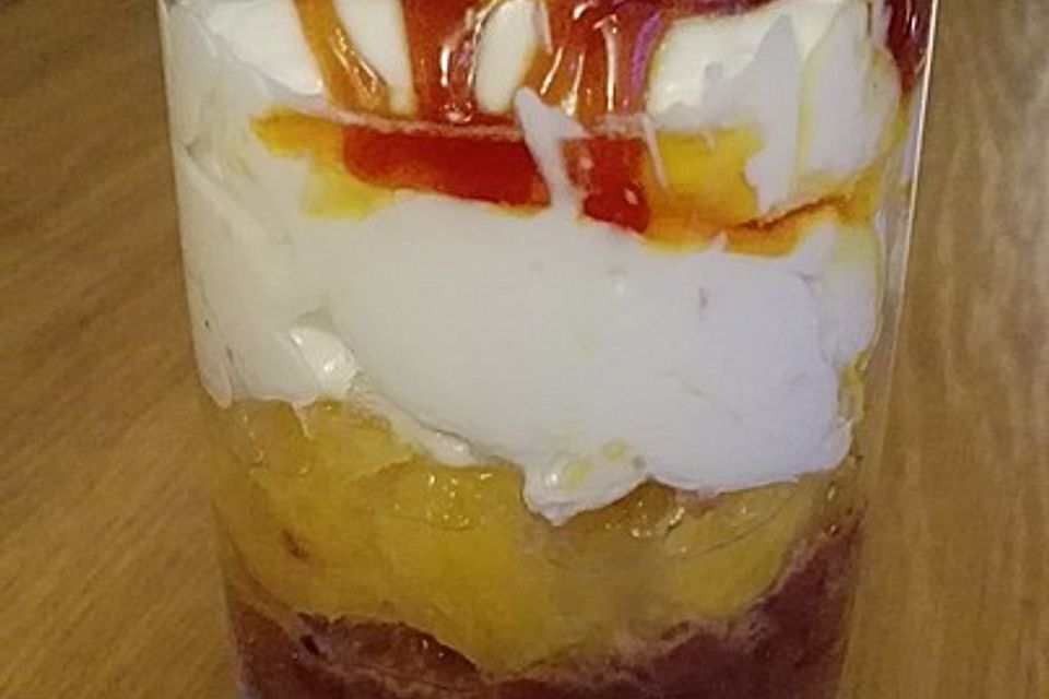 Amaretto - Mascarpone - Creme mit  karamellisierten Orangenfilets