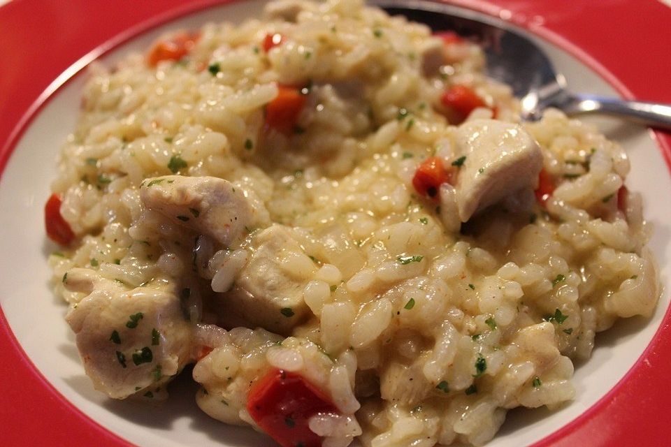 Risotto mit Hühnchen und Paprika