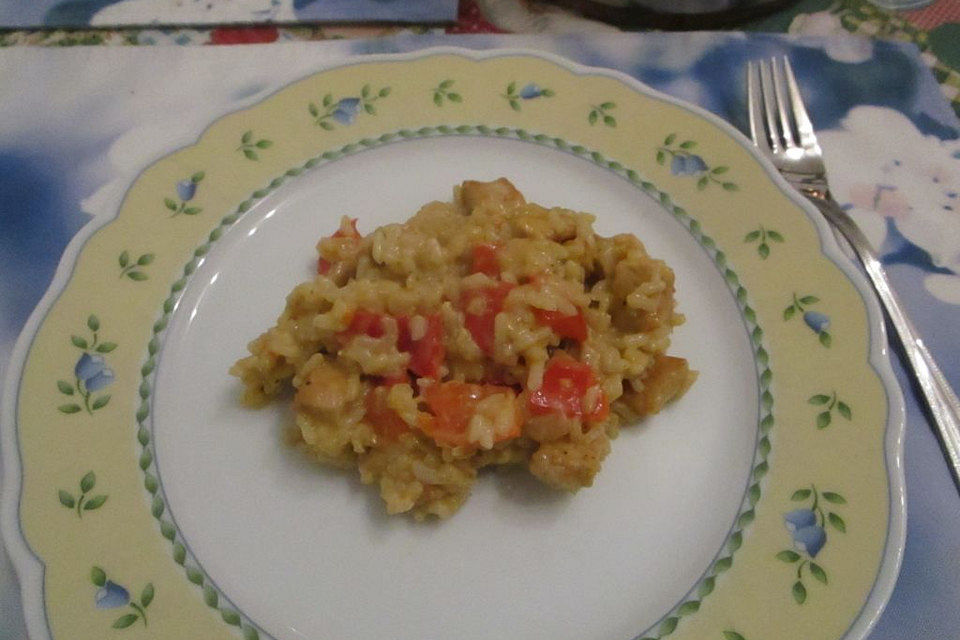 Risotto mit Hühnchen und Paprika