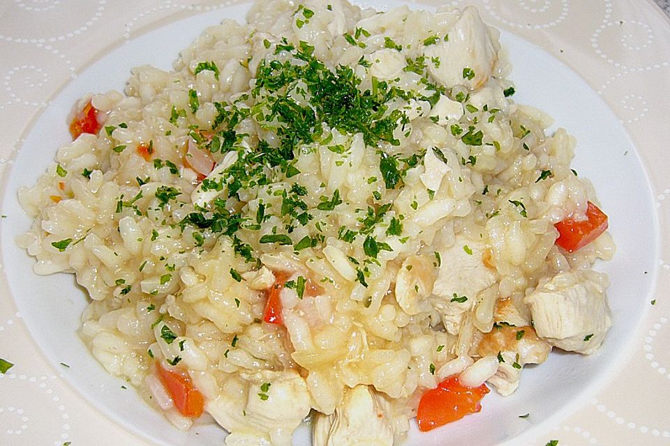 Risotto mit Hühnchen und Paprika