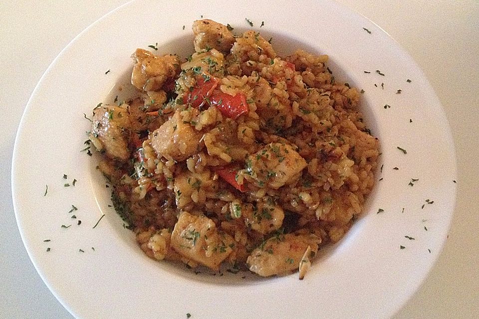 Risotto mit Hühnchen und Paprika