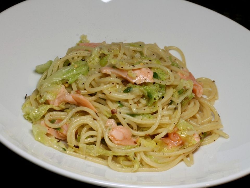 Spaghetti mit Lachs und Wirsing von tim2| Chefkoch