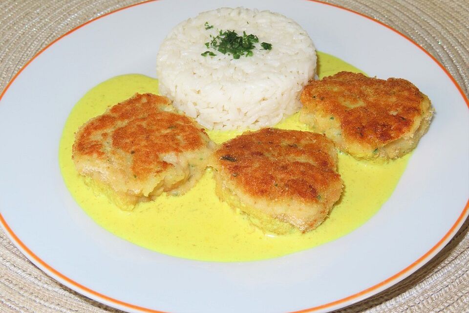 Fischbällchen in Currysauce