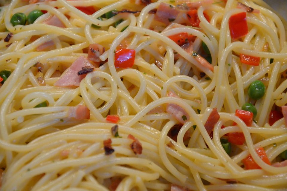 Spaghetti Carbonara mit Tiroler Räucherspeck