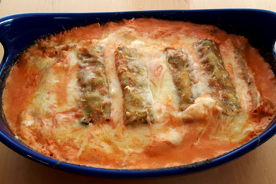 Cannelloni mit Spinat und Frischkäse