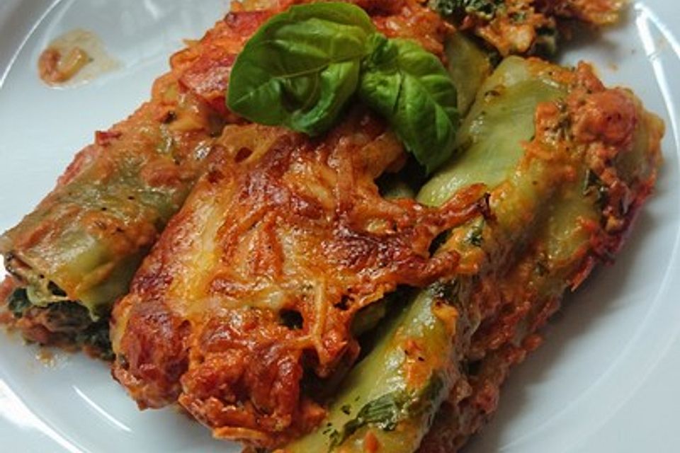 Cannelloni mit Spinat und Frischkäse