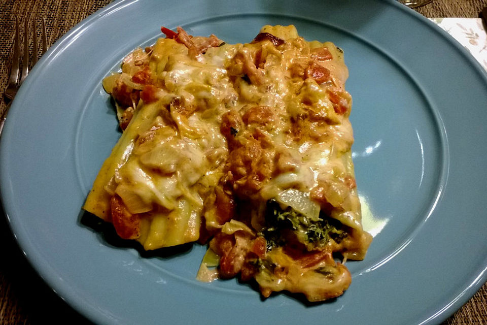 Cannelloni mit Spinat und Frischkäse