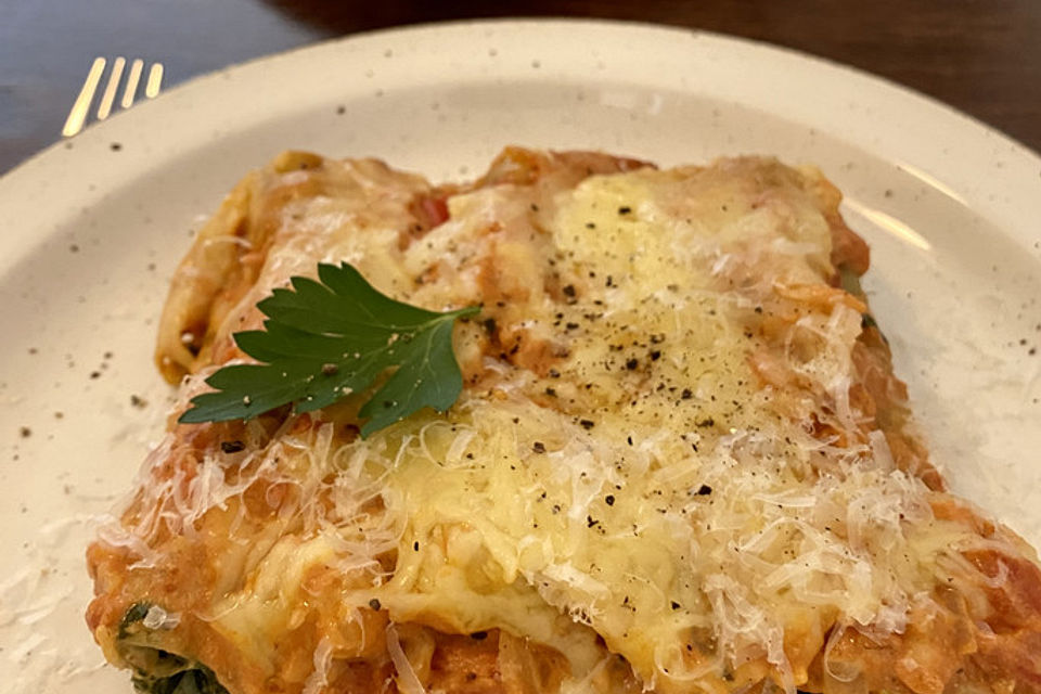 Cannelloni mit Spinat und Frischkäse