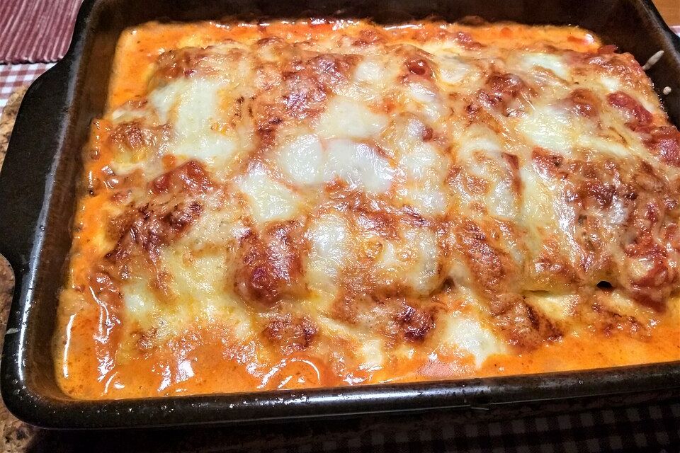 Cannelloni mit Spinat und Frischkäse