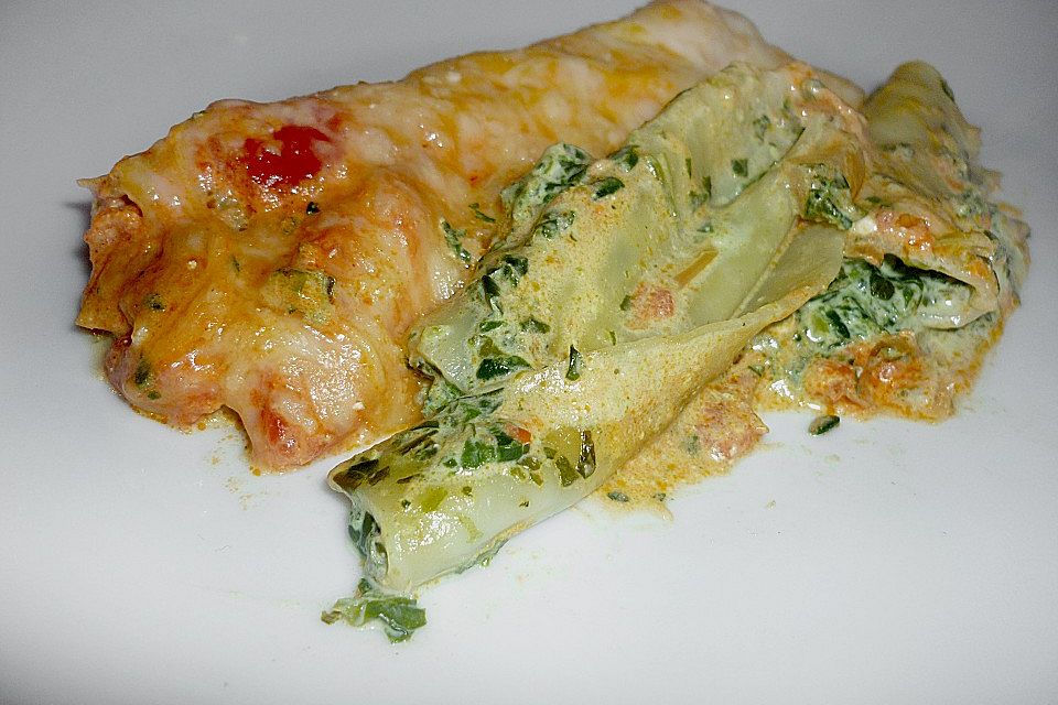 Cannelloni mit Spinat und Frischkäse