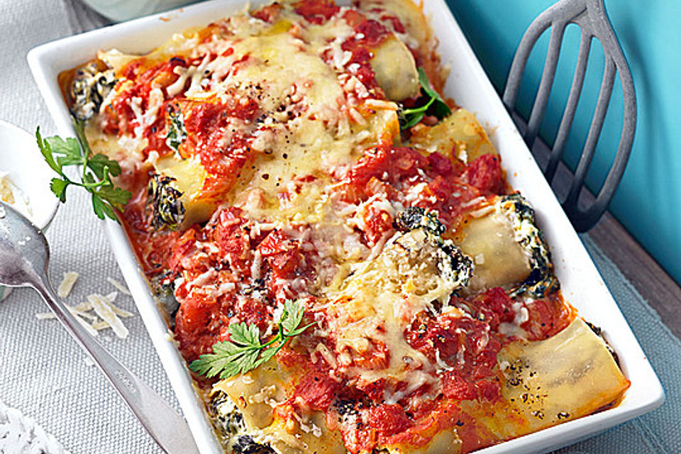 Cannelloni mit Spinat und Frischkäse