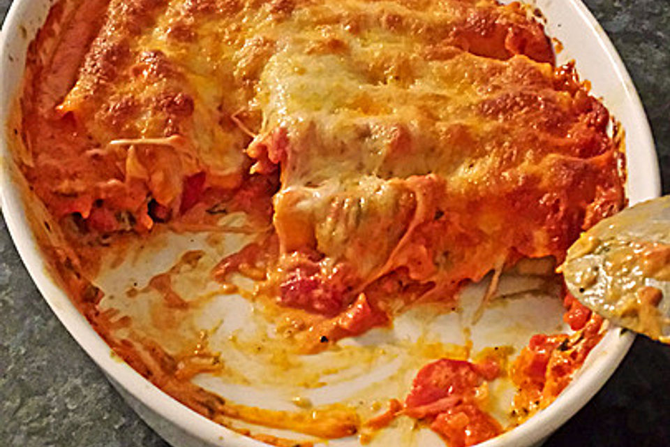 Cannelloni mit Spinat und Frischkäse