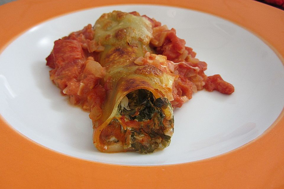 Cannelloni mit Spinat und Frischkäse