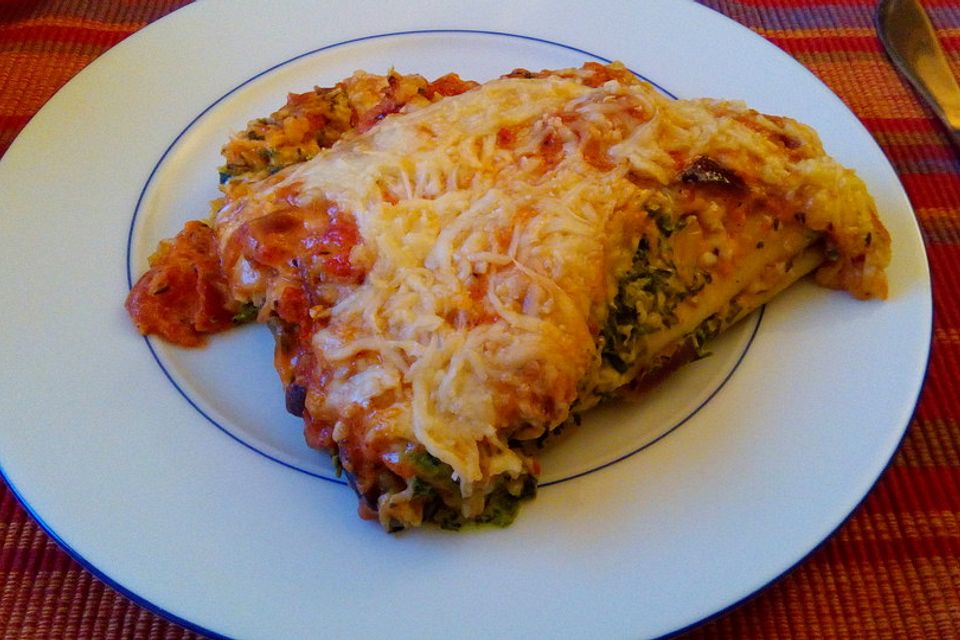 Cannelloni mit Spinat und Frischkäse