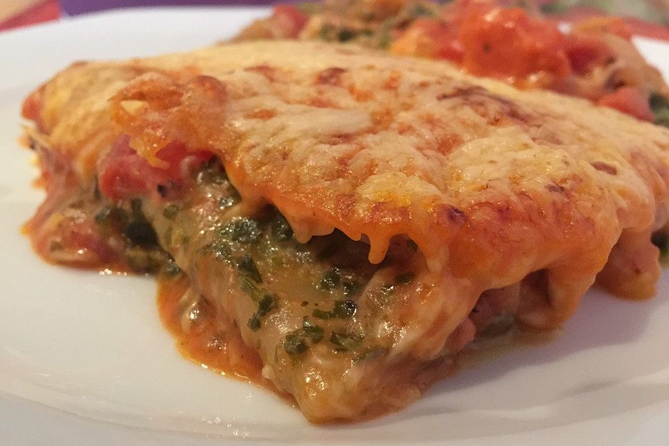 Cannelloni mit Spinat und Frischkäse