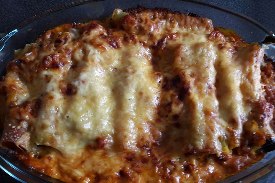 Cannelloni mit Spinat und Frischkäse