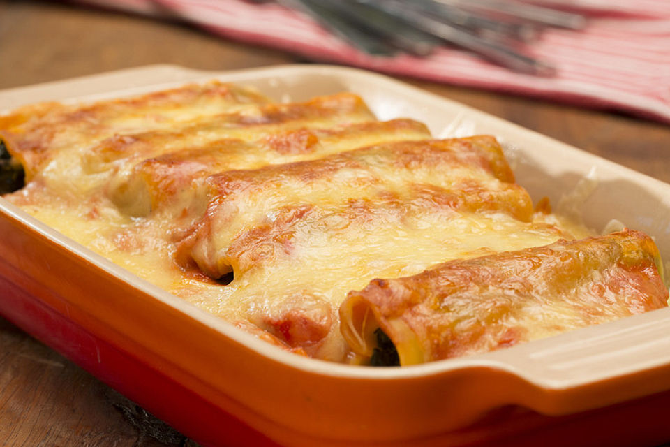 Cannelloni mit Spinat und Frischkäse